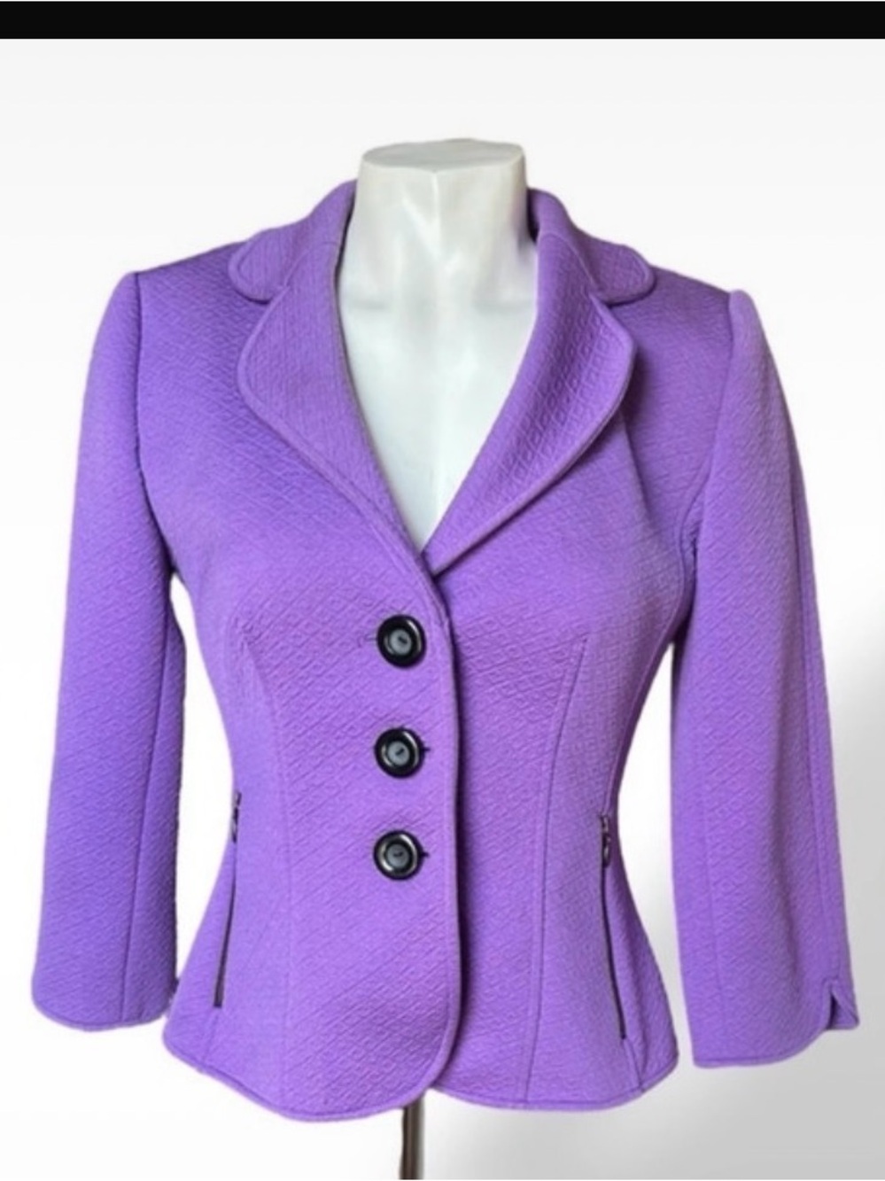 Kay Unger Lavender Textured Three-Button Blazer